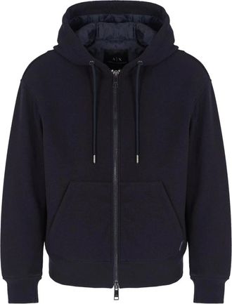 A|X Armani Exchange Blauwe Gewatteerde Rits Hoodiejas - Heren - Vesten met rits - Blauw - L - Hoodies & sweatvesten