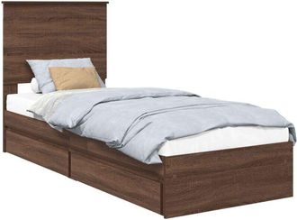 vidaXL Cama Con Almacenamiento Con Cabecera Roble Marr&oacute;n 75 X 190 Cm Vidaxl