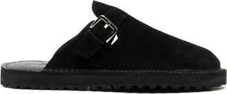 Comme Des Garçons decorative-buckle leather slides - men - Leather/Leather/Rubber - 8 - Black
