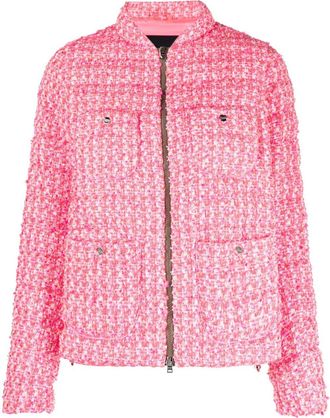 Herno tweed padded down jacket - women - Cotton/Polyamide/Polyester/Viscose/Acrylic/Feather Down/Polyamide - 40 - Pink