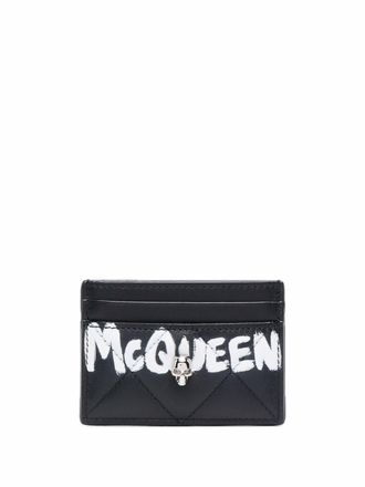 Alexander McQueen skull-embellishment quilted wallet - women - Calf Leather - One Size - Black