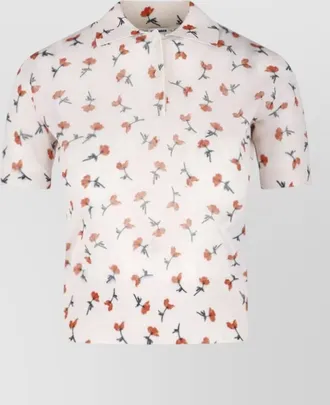 Jil Sander knit polo collar top floral pattern