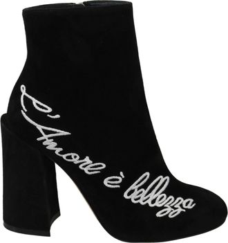 Dolce & Gabbana Womens Black Suede LAmore EBellezza Boots Shoes - Size EU 35