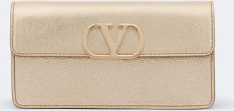 Valentino Garavani VLogo metallic leather wallet on chain