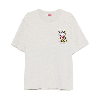 Kenzo T-Shirts, male, Gray, Size: 2XL Tiger Embroidered T-Shirt