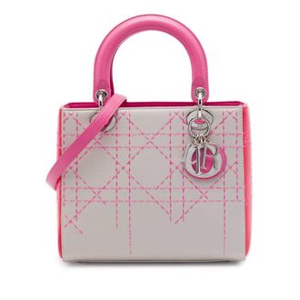 Dior Pre-owned Dior Medium Tricolor Lambskin Macrocannage Stitched Lady Satchel Ladies GED11V2P7EFNWALL