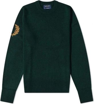 Fred Perry Ronde hals gebreid - Heren - Ronde hals truien - Groen - XL - Wol - Truien & Vesten