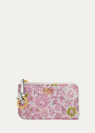 Valentino Garavani VLogo Metallic Floral Coin Purse