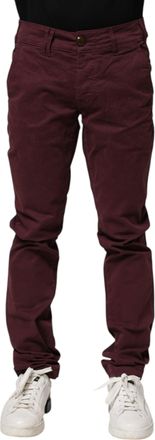 Cycle Mens Slim Casual Pants - Dark Red Cotton - Size 30 (Waist)