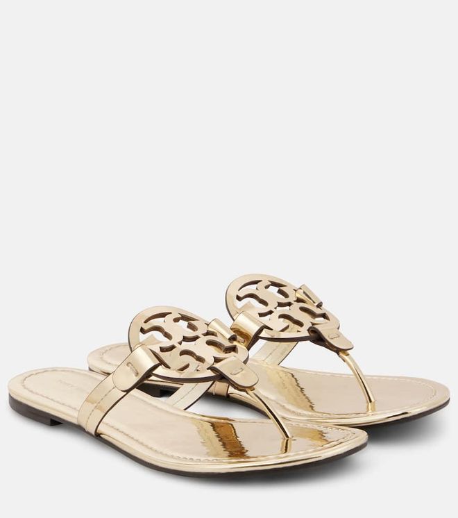 Miller metallic leather thong sandals