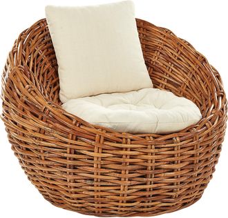 Beliani Beliani - Silla De Jard&iacute;n De Rat&aacute;n Beige Natural Coj&iacute;n Poli&eacute;ster Moderno Lerici