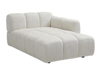 Vente-Unique Chaise Longue Destra In Tessuto Testurizzato Bianco Avorio - Carlivi