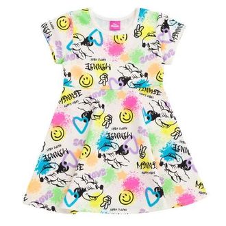 Disney Short Sleeve Skater Dress in Minnie Mouse Multicolor at Nordstrom, Size 18M