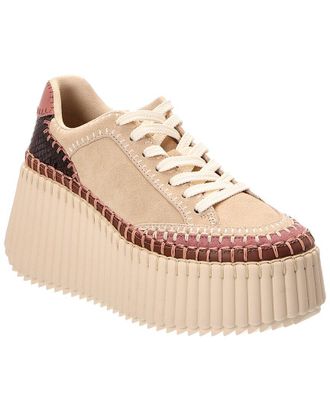 Chlo&eacute; Nama Leather Wedge Sneaker