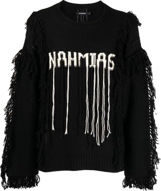 Nahmias intarsia-knit logo alpaca wool jumper - men - Alpaca - L - Black