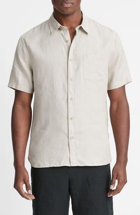 Vince Classic Fit Short Sleeve Linen Shirt in Pumice Rock at Nordstrom Rack, Size Large