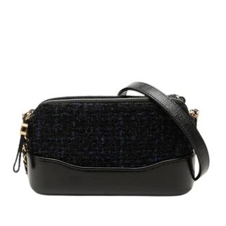 Chanel Pre-owned Tweed and Leather Crossbody Bag - Dames - Pre-owned - Zwart - Maat: ONE Size Tweed
