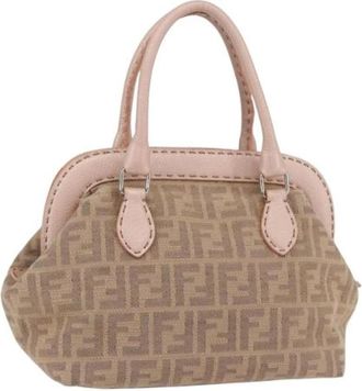 Fendi Pre-owned Handbags, female, Beige, Size: ONE SIZE Pre-owned Canvas Handbag