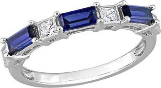 Rina Limor Silver 1.40 Ct. Tw. Lab-Grown Created Blue Sapphire, Created White Sapphire Ring