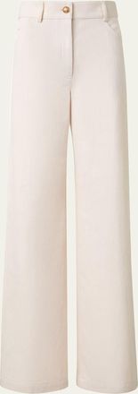 Akris Cooper Wide Leg Cotton Wool Denim Pants