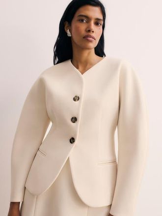 The Fold Ravello Long Sleeve Tailored Jacket in Neutral at Nordstrom, Size 12
