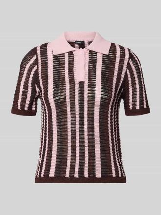 Mango Modern Fit Poloshirt in Strick-Optik Modell PETRA in Lila, Gr&ouml;&szlig;e XL