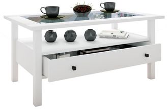 ebuy24 Ebuy24 - Mesa Lateral De Madera Vcm Con Vidrio De Seguridad Esg Mesa De Centro Simple Dimensiones Aprox. Al. 42 X An. 90 X P. 54 Cm Mesa De Sal&oacute;n Con 