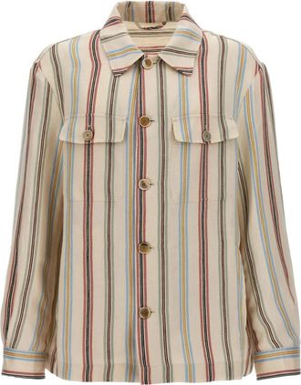 Etro Gestreepte Linnen Overshirt - Heren - Casual Overhemden - Veelkleurig - XS - Linnen - Overhemden