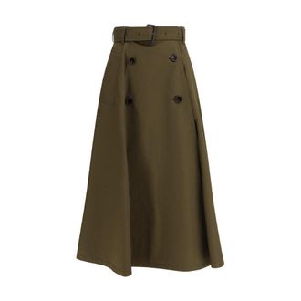 Burberry Bicolor Cotton Midi Womens Skirt