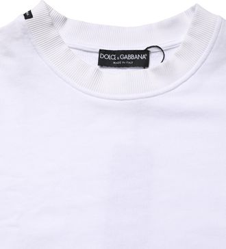 Dolce & Gabbana White Cotton Crew Neck Sweatshirt Mens Sweater (Pre-Owned)