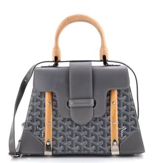 Goyard Saigon Top Handle Bag Coated Canvas with Leather PM