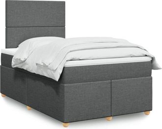 vidaXL Cama Box Spring Con Colch&oacute;n Tela Gris Oscuro 120x200 Cm Vidaxl