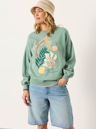 Fat Face FatFace Alex Green Coral Graphic Crew Sweat Top