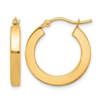 Diamond2Deal 14k Gold 3mm Square Shape Tube Hoop Earrings