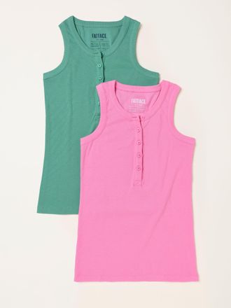 Fat Face FatFace Rachel Green/Pink 2 Pack Rib Vests
