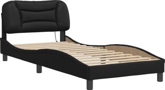 vidaXL Estructura De Cama Con Led Sin Colch&oacute;n Hvar Negro 80x200 Cm Vidaxl