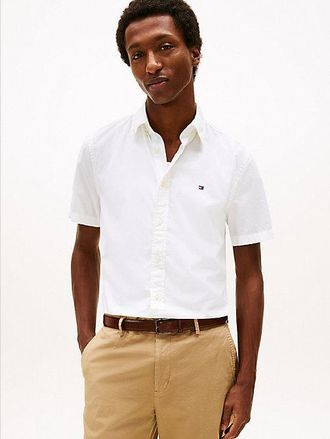 Tommy Hilfiger Flex regular poplin overhemd met korte mouwen