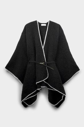 Katie Loxton Whipstitch Blanket Cape with Belt in Black at Nordstrom
