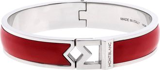 Montblanc Montblanc M Logo Bracelet In Steel And Red Leather