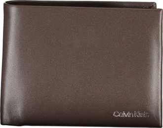 Calvin Klein Mens Leather Wallet Bifold Design - Dark Brown - One Size
