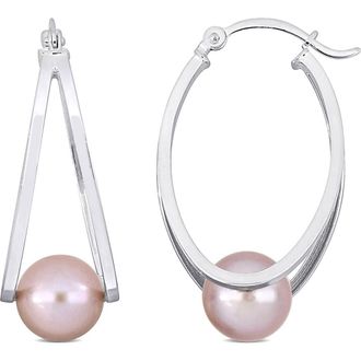 Delmar Sterling Silver 8-8.5mm Pink Freshwater Cultured Pearl Drop Earrings at Nordstrom Rack