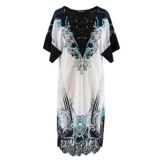 Roberto Cavalli Printed Embroidered Shift Dress Size XS