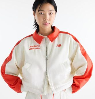 New Balance Mujer Sport Legacy Stadium Jacket en Beige, Polywoven, Talla XL
