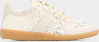 Maison Margiela Replica Lace-Trim Leather Sneakers
