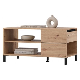 Dmora Mesa De Sal&oacute;n Salentina, Un Caj&oacute;n, Con Patas, 3 Compartimentos, 102x55x52h Cm Roble Marr&oacute;n Nudos
