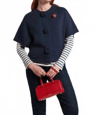 Frances Valentine Carnegie Wool Shrug Top In Navy