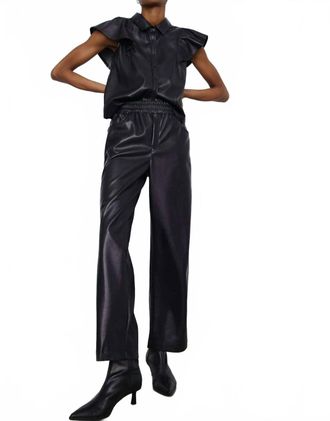M&eacute;lissa Nepton Harlow Faux Leather Straight Leg Pants In Black