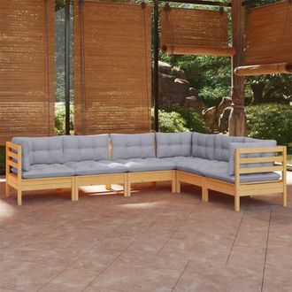 vidaXL Juego De Muebles De Jard&iacute;n 6 Pzas Y Cojines Madera Maciza Pino Vidaxl