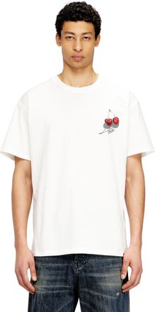 Diesel Cotton T-shirt with cherry graphic - T-Shirts - Unisex - White