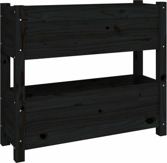 vidaXL Vidaxl - Jardinera De Madera Maciza De Pino Negro 77x25x66 Cm